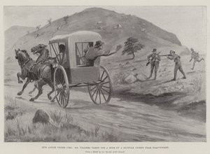Il Nostro Artista sotto il Fuoco, il Sig. Villiers scambiato per un Cinghiale da una Pattuglia di Suffolk vicino a Naauwpoort da George Derville Rowlandson